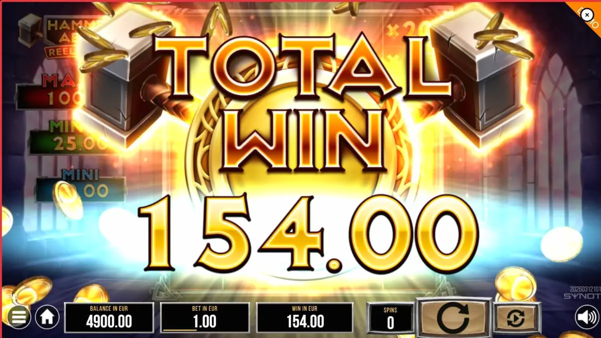 Tampilan visual slot Hammer of Aesir dengan tema mitologi Nordik
